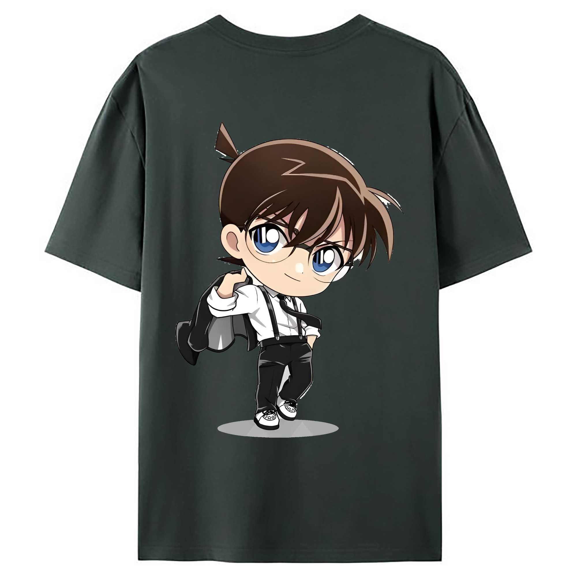 （画像用） 名探偵コナン 江戸川 コナン Detective Conan Conan Edogawa 綿100％ メンズ半袖Tシャツ（バックプリント） 通気性